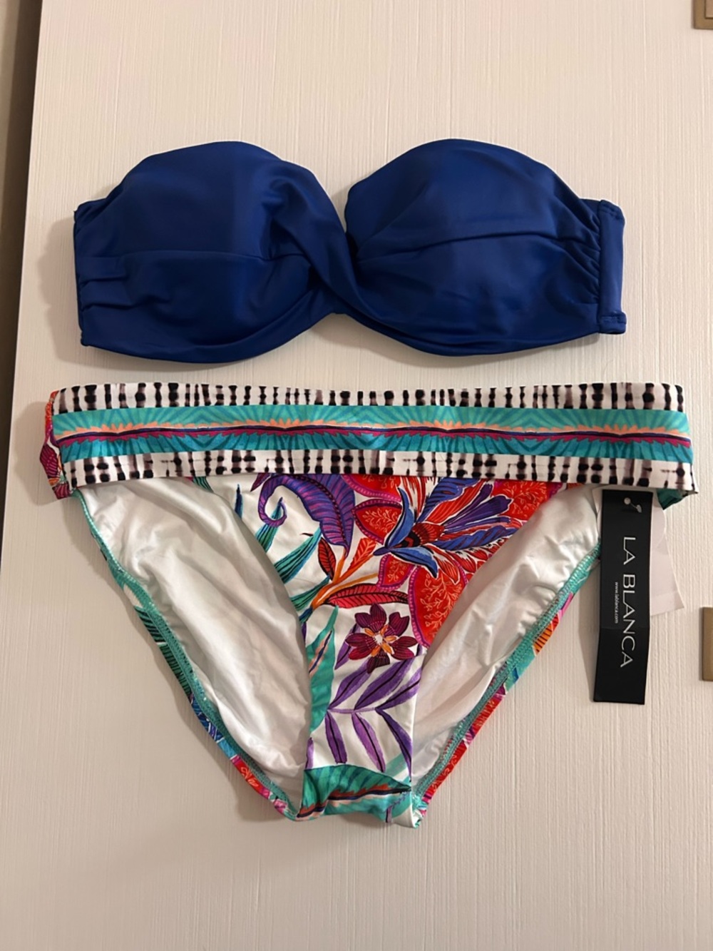 💙☀️🌺La Blanca Floral Bikini Bottoms👙VS Royal Blue Bandeau Bikini Set🌴☀️🌺